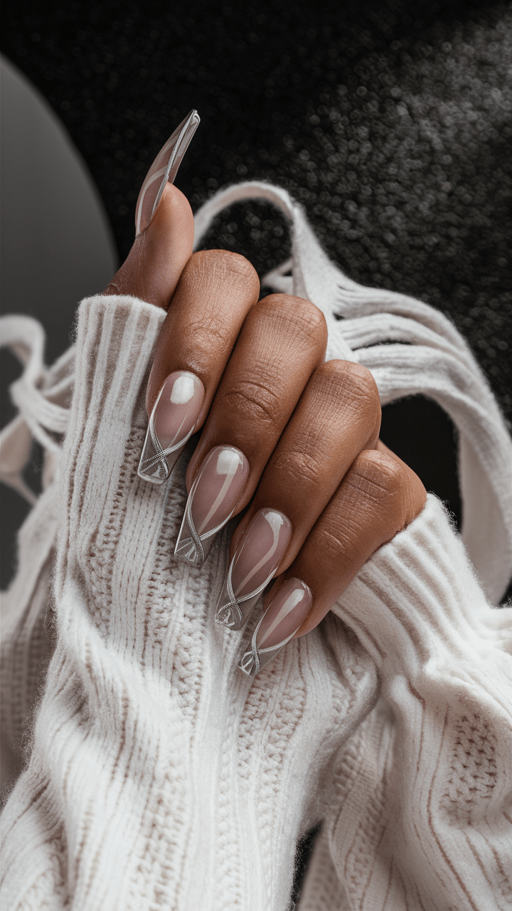 metallic french manicure